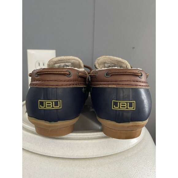 JBU Jambu Gwen weather ready fur duck slip on rain shoes Navy & Brown Women 8.5 - Picture 7 of 8